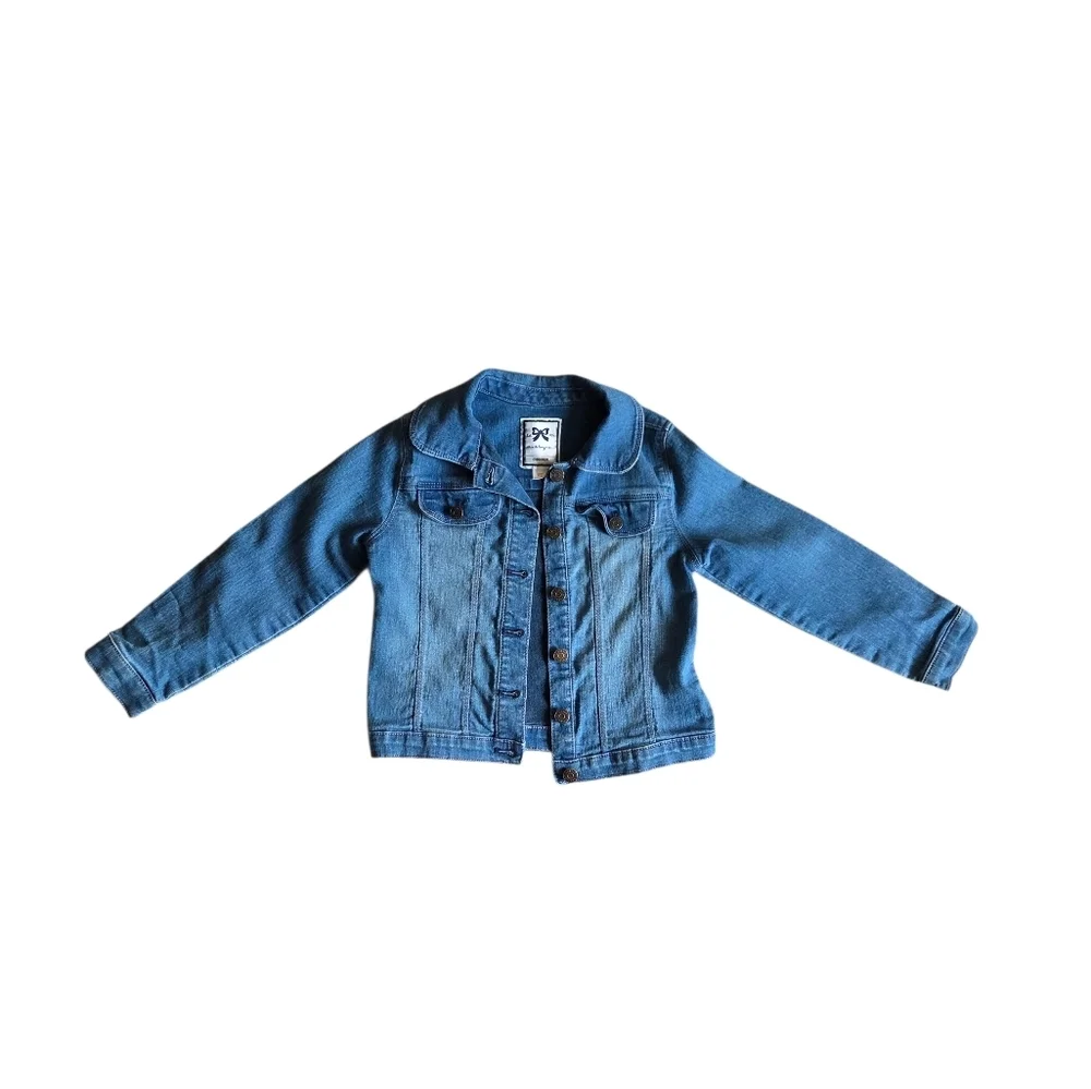 Gymboree Blue Denim Jacket with Western Cowgirl Purple and Yellow Pattern 5T